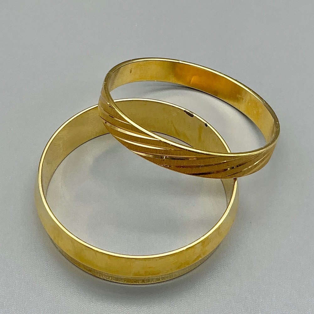 Monet Bracelet Women Gold Tone Vintage Textured Bangle Set Jewelry 7.5 Inches